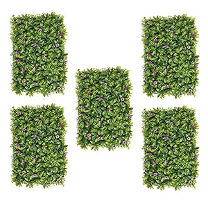 beautifulwalls artificial wall grass for home decoration 5 pcs i grass mat for wall i vertical garden artificial wall plants green with purple flowers 60cm x 40cm x 8cm pack of 5