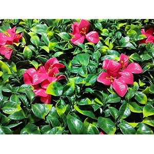 artificial wall grass 4 pcs for home decoration grass mat for wall vertical garden artificial plants lemon green and red design 50cm x 50cm x 5cm plastic pack of 4