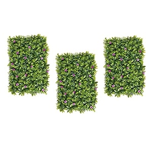 beautifulwalls artificial wall grass for home decoration 3 pcs i grass mat for wall i vertical garden artificial wall plants green with purple flowers 60cm x 40cm x 8cm pack of 3