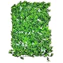 BeautifulWalls Artificial Wall Grass (13 Pcs) for Home Decoration Grass Mat for Wall, Vertical Garden Artificial Plants (Green and White Design, 60cm X 40cm X 8cm, Pack of 13)