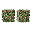 Artificial Wall Grass (2 Pcs) for Home Decoration, Grass Mat for Wall, Vertical Garden Artificial Plants (Lemon, Green and Red Design, 50cm X 50cm X 5cm, Plastic, Pack of 2)