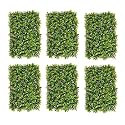 BeautifulWalls Artificial Wall Grass for Home Decoration (6 Pcs) I Grass Mat for Wall I Vertical Garden Artificial Wall Plants (Green with Purple Flowers, 60cm X 40cm X 8cm, Pack of 6)