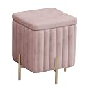 Beautify Green Velvet Footstool Pouffe Storage Stool Ottoman Cube Footrest Square Chest with Gold Legs for Bedroom, Dressing Table（Size : 45x45x42cm） (Color : Pink, Size : 45x45x42cm)