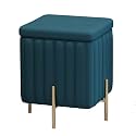 Beautify Green Velvet Footstool Pouffe Storage Stool Ottoman Cube Footrest Square Chest with Gold Legs for Bedroom, Dressing Table（Size : 45x45x42cm） (Color : Peacock Blue, Size : 45x45x42cm