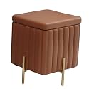 Beautify Green Velvet Footstool Pouffe Storage Stool Ottoman Cube Footrest Square Chest with Gold Legs for Bedroom, Dressing Table（Size : 45x45x42cm） (Color : Brown, Size : 45x45x42cm)