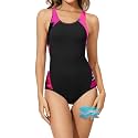 Beautikini Period Swimwear One Piece Sporty Racerback Color Block Swimsuit