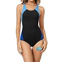 Beautikini Period Swimwear One Piece Sporty Racerback Color Block Swimsuit