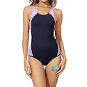 Beautikini Period Swimwear One Piece Sporty Racerback Color Block Swimsuit