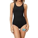 Beautikini Period Swimwear One Piece Sporty Racerback Color Block Swimsuit