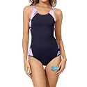 Beautikini Period Swimwear One Piece Sporty Racerback Color Block Swimsuit