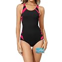 Beautikini Period Swimwear One Piece Sporty Racerback Color Block Swimsuit