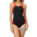 Beautikini Period Swimwear One Piece Sporty Racerback Color Block Swimsuit