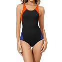 Beautikini Period Swimwear One Piece Sporty Racerback Color Block Swimsuit