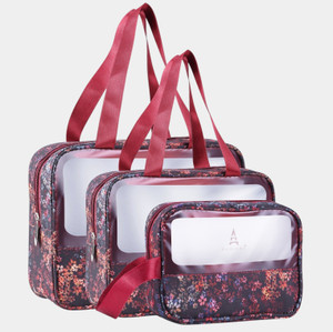 beautiloon premium 3-in-1 wash bag collection for every look red