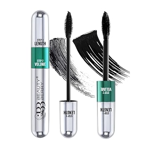beauty berry twin turbo volumizing and lengthening mascara  black 15ml  long lasting lightweight quick drying smudge proof amp waterproof  2-in-1 mascara for women 15ml