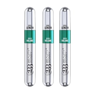 beauty berry twin turbo volumizing and lengthening mascara combo pack of 3  black 45ml  long lasting lightweight quick drying smudge proof amp waterproof  2-in-1 mascara for women 45ml