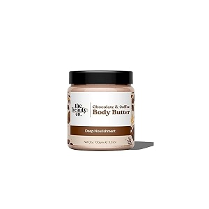 the beauty co chocolate amp coffee body butter with robusta coffee 100 gm jar  reduces skin pigmentation-restores hydration  deep nourishment lotion  all skin types for men amp women