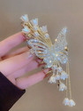 BeautyCulture Premium Large Butterfly Rhinestone Faux Pearl