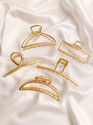 beautyitem Geometric Hair Clips Metal Hair Claw Cross Hairclip Headband OF Women set of 5 Hair Clip (Gold)