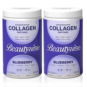 beautywise advanced hydrolyzed japanese marine collagen with glutathione  for radiance hydration youthful skin  fast-absorbing 400gm clinically proven  skin hair amp nails  blueberry 50 servings pack of 2