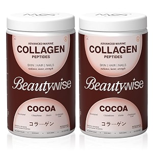 beautywise advanced hydrolyzed japanese marine collagen with glutathione  for radiance hydration youthful skin  fast-absorbing 400gm clinically proven  skin hair amp nails  cocoa 50 servings pack of 2