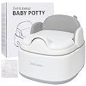 Bebamour Potty Training Toilet 3 in 1 Multi-Functional Potty Seat Detachable Baby Potty Step Stool Anti-Slip Stable Potty Training Toilet with 100 Pack Trash Bags for Baby Toddler Kids(Grey)