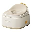 Bebamour Toddler Potty Training Toilet 3 in 1 Versatile Toilet Seat & Step Stool & Potty Chair Portable Potty Trainer for Boys & Girls with with 100 Pack Trash Bags (Dinosaur Coffee)