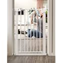 Bebelio 26–28.5" Narrow Baby Gate, 36" Tall, PressGuard P7, White