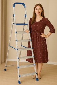 bebop 7 step aluminium ladder for home  kitchen use with wide anti-slip steps  shoes aluminium ladder