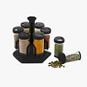 Spice Rack (Black,Pack Of 6)|Plastic Revolving Masala Rack|Upright Round Spice Rack|Essential Kitchen Spice Organizer|Rotating Spice Rack|Countertop Rack, Kitchen|Wedding Gift - Tiered Shelf