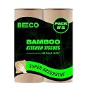 Beco Bamboo - 2 Ply Kitchen Tissue/Towel Roll | 120 Pulls (60 pulls x 2 Rolls) | 100% Eco-Friendly - Pure Bamboo Pulp |Soft &amp; Super Absorbent | Food Safe &amp; Chemical Free Tissue Papers