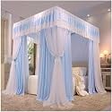 Bed Canopy Mosquito Net Decorative Bed Curtain for Girl's Princess Bedroom with Metal Support (Blue b)