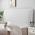 Bed Headboard Cover Slipcover, Stretch Headboard Covers, Dustproof Protector Cover for Linen Fabric Tufted Upholstered Headboard (White, Cal King Headboard Length (71"-80"))