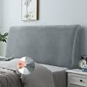 Bed Headboard Slipcover, Stretch Bed Headboard Cover, Dustproof Protector Cover for Linen Fabric Tufted Upholstered Headboard (Light Grey, Full Headboard Length (47"-55"))