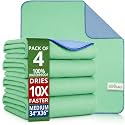 Bed Pads Washable Waterproof 34"x36"- Pack of 4 Incontinence Bed Pads