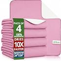 Bed Pads Washable Waterproof 34"x36"- Pack of 4 Pink Incontinence Bed Pads