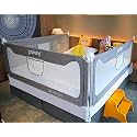 Bed Rail Guard 3 Set Vertical Collapsible for Baby Toddlers and Kids (Grey, Queen)