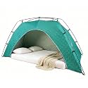 Bed Tent Canopy Bunk Twin Size for Youth and Kids - Portable Warm Sleeping Bed Tents 80% Blackout Pocket Inside, Breathable Private Space Tents Blue(Mattress Not Included)