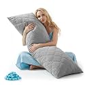BEDELITE Cooling Body Pillow, Memory Foam Filled, Light Grey, 20x54 Inches