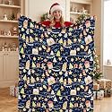 BEDELITE Navy Christmas Blanket for Decor &amp; Gift, Holiday Pattern, 60"x80"