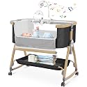 Bedside Bassinet, 4 in 1 Portable Bedside Crib with Mattress, Deep Grey