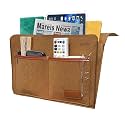 Bedside Caddy, Sofa Caddy, Storage Organizer Pocket for Dorm, Bedroom, 5 Pockets Felt Organizer for Magazine, Remote, Phone, Tablet, Pad, Glasses, Pen, Remote Control (Brown-Short)