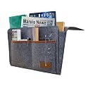 Bedside Caddy, Sofa Caddy, Storage Organizer Pocket for Dorm, Bedroom, 5 Pockets Felt Organizer for Magazine, Remote, Phone, Tablet, Pad, Glasses, Pen, Remote Control (Grey-Short)