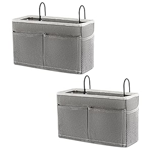 bedside hanging storage basket headboards bunk beds dorm rooms organizer caddy for storage 2pack grey
