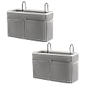 Bedside Hanging Storage Basket Headboards Bunk Beds Dorm Rooms Organizer Caddy for Storage (2Pack Grey)