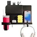 Bedside Shelves, Attached Accessory Storage Bags, Wall-Mounted self-Storage, Cute Room Decoration Aesthetics, Girls' Room Decoration, Cool Items for Bedroom Storage and Organization (1, Black)