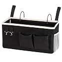 Bedside Storage Caddy/Bedside Hanging Storage Bag for Headboards Bunk Beds Dorm Rooms Book Phone Magazine Holder (Black)