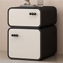 Bedside Table, Wood, Storage Night Stand, Modern Stands, Sofa End Side Table with Drawers for Bedroom, Living Room(Black,15.7 * 15.7 19.7in)