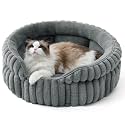 Bedsure ComfyFleece® Washable Cute Large Cat Bed,Soft Round Puppy Bed,23in