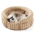 Bedsure ComfyFleece® Washable Cute Large Cat Bed,Soft Round Puppy Bed,23in